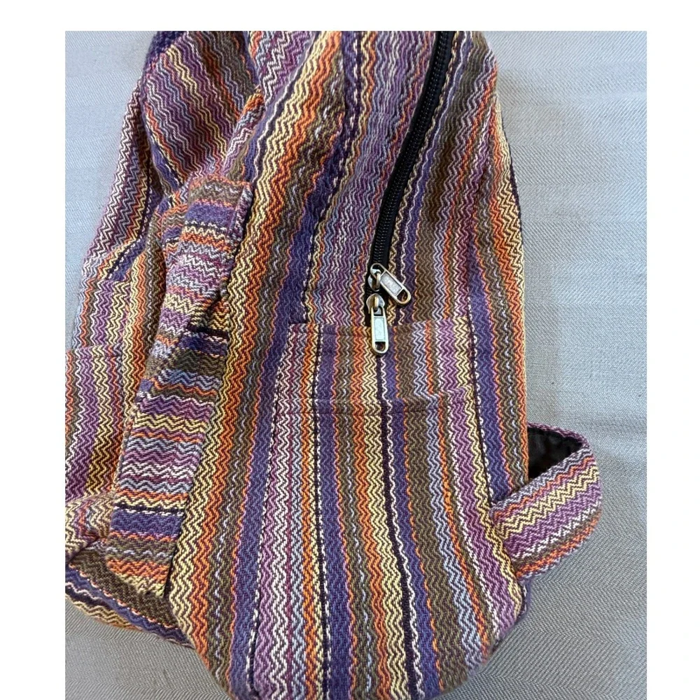 Flying High Footpath Trading Co Cotton Woven Backpack Nepal Boho Chevron 2237